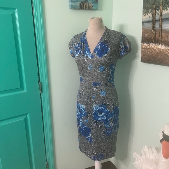 Floral Wiggle Pin-Up Stretch Retro Dress - Picture 6 of 11